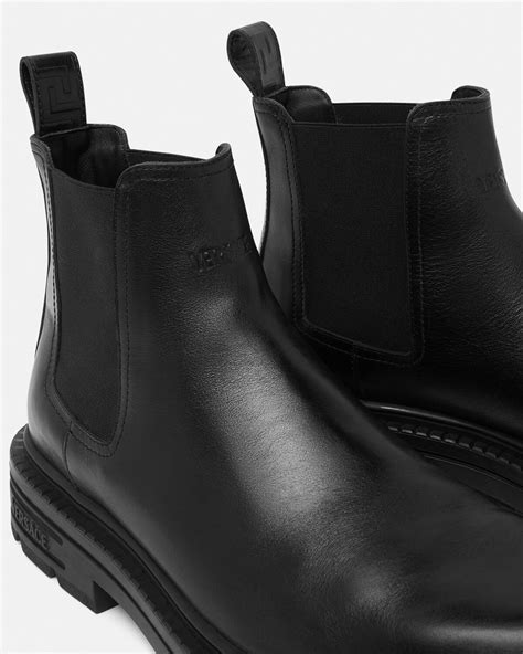 Versace: Black Adriano Chelsea Boots 